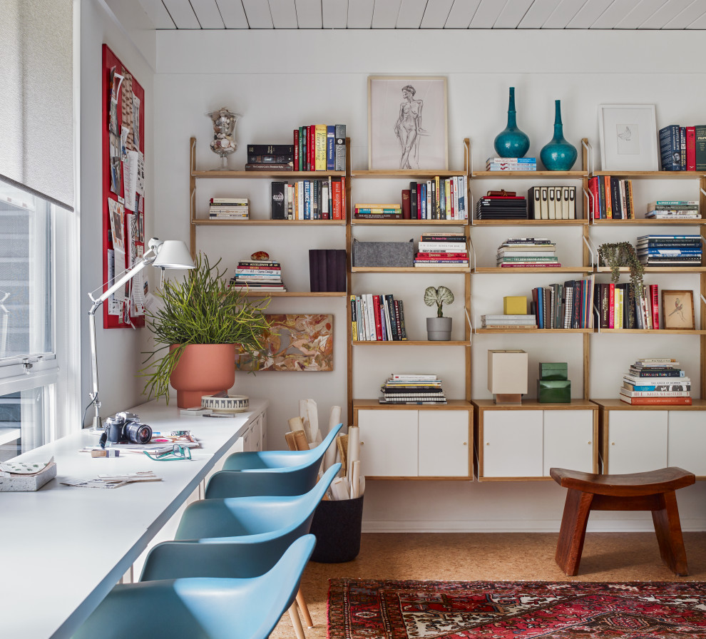 Inspiration for a midcentury home office in Atlanta.
