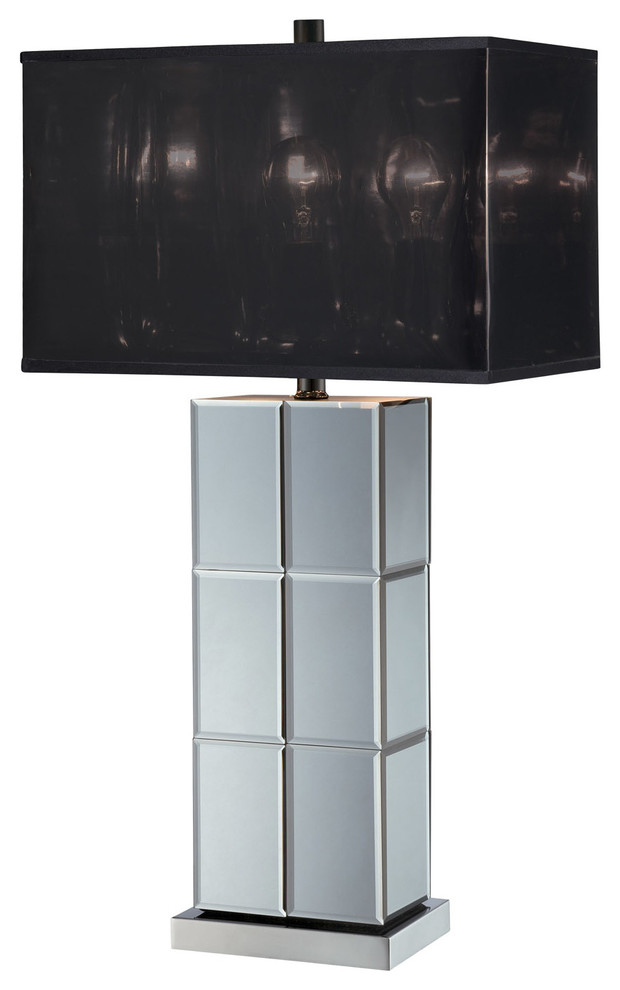 Table Lamp, Mirror Body/Black Shade, E27 A 100W,Dci