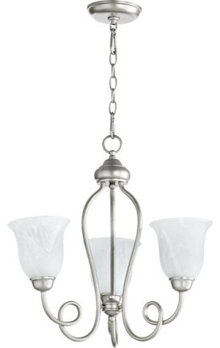 Maris Classic Nickel Three Light Chandelier with Faux Alabaster Glass