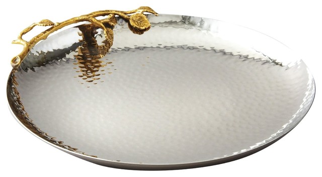 Elegance Golden Vine Hammered Round Tray - Contemporary - Serving Trays -  by Elegance Silver | Houzz