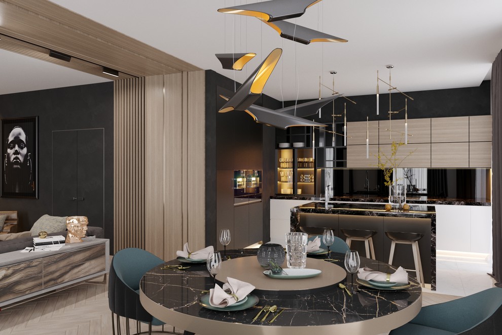 Эскиз кухни-гостиной в квартире в Москве