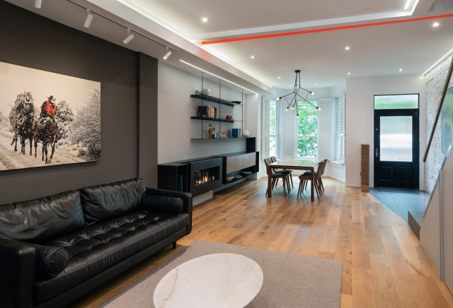 Harvard St modern-vardagsrum