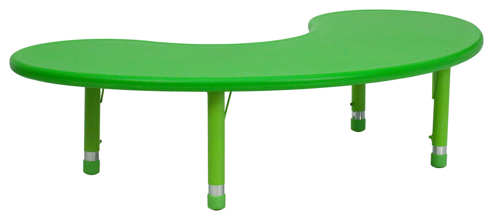 MFO 35''W x 65''L Height Adjustable Half-Moon Green Plastic Activity Table