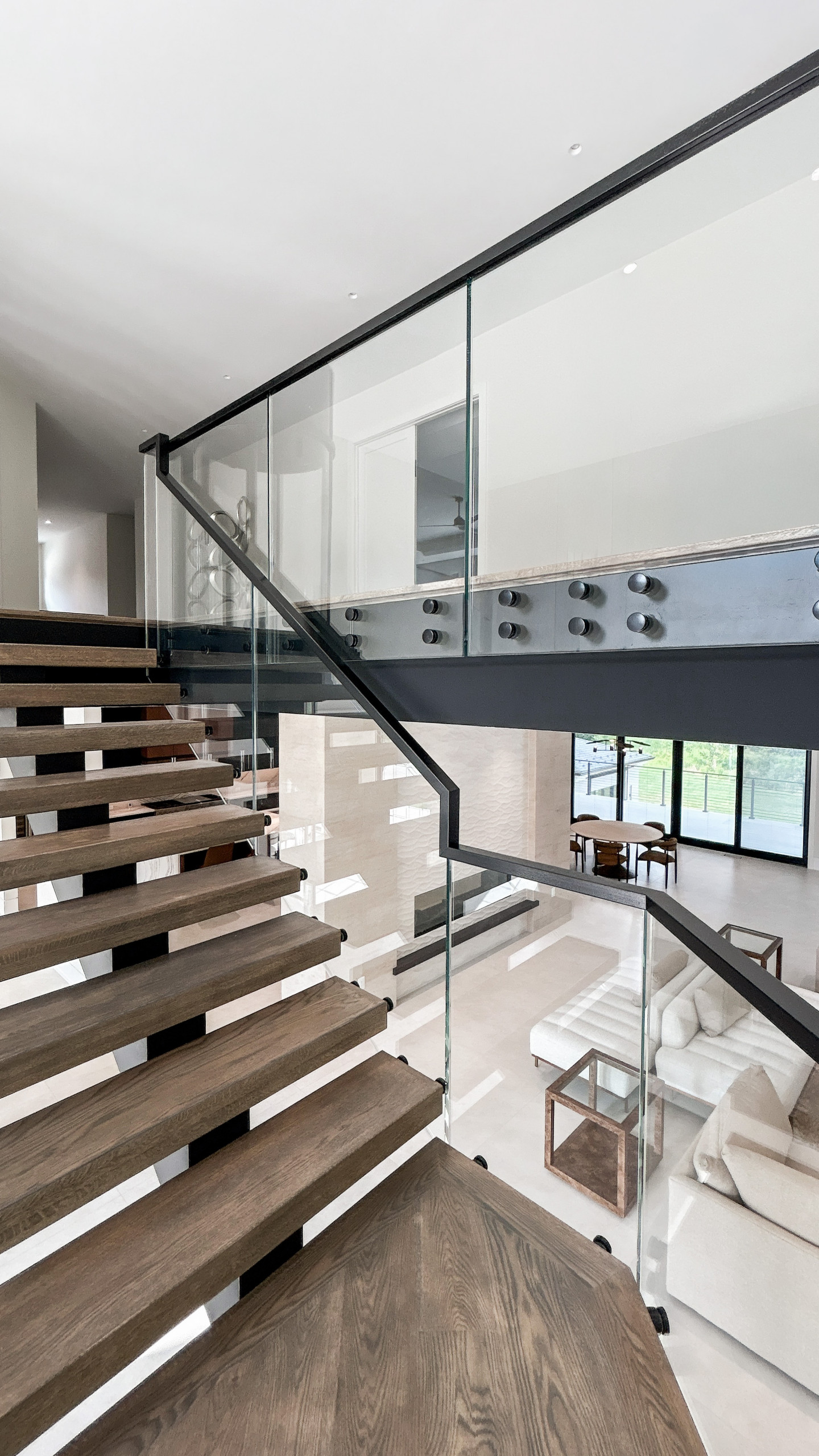 Project #159 | Modern Foyer Stair with Stand-off Glass Railing