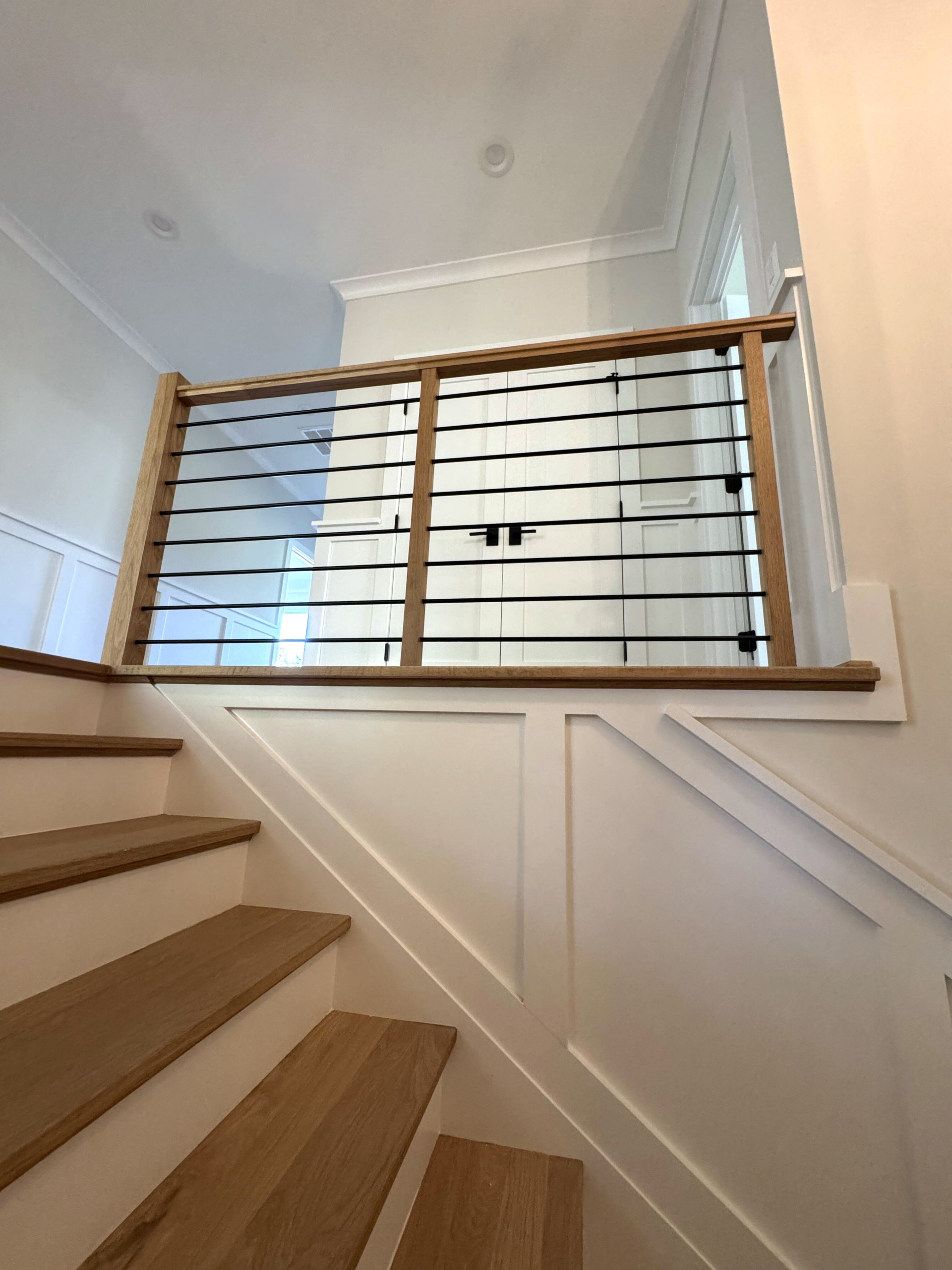 140_Modern White Oak Stair with Horizontal Bar Rail, Falls Church, VA 22043