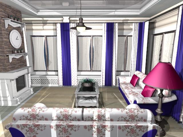 гостиная с камином и библиотекой в доме из бруса