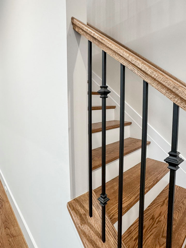 117_Distinct Oak Staircase with Iron Balusters & Oak Rail Profile, Chantilly VA