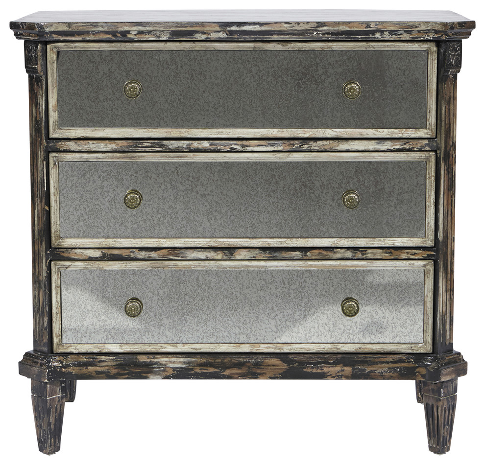 Hand Painted Distressed Black/Grey Finish Accent Chest
