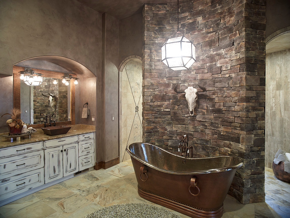 Mountain style bathroom photo in Denver