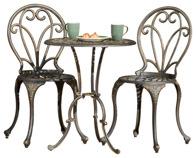 New Metal Bistro Set Fabulous French Style Ornate Cream Oval 3 piece tea for 2 