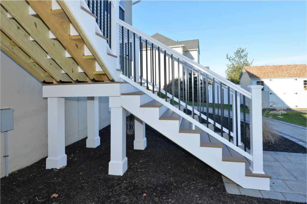 Two-Story Custom Deck with Fire Pit - Contemporary - Deck - New York ...