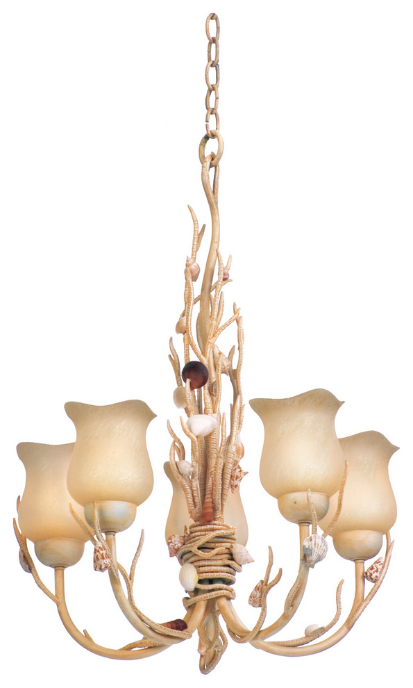 Atlantis 21"x26" 5Light Tropical Chandelier by Kalco Beach Style