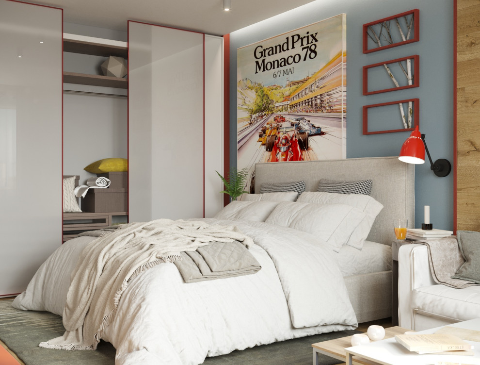 Брутальный, но нежный лофт в интерьере спальни-гостиной