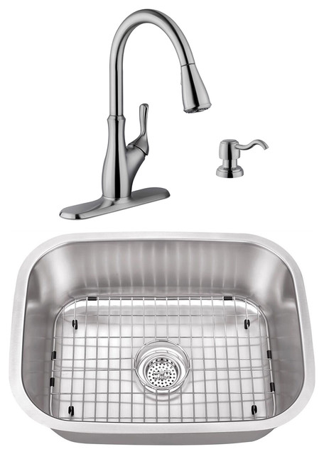 23 44 Small Stainless Steel Utility Sink And Transitional Faucet