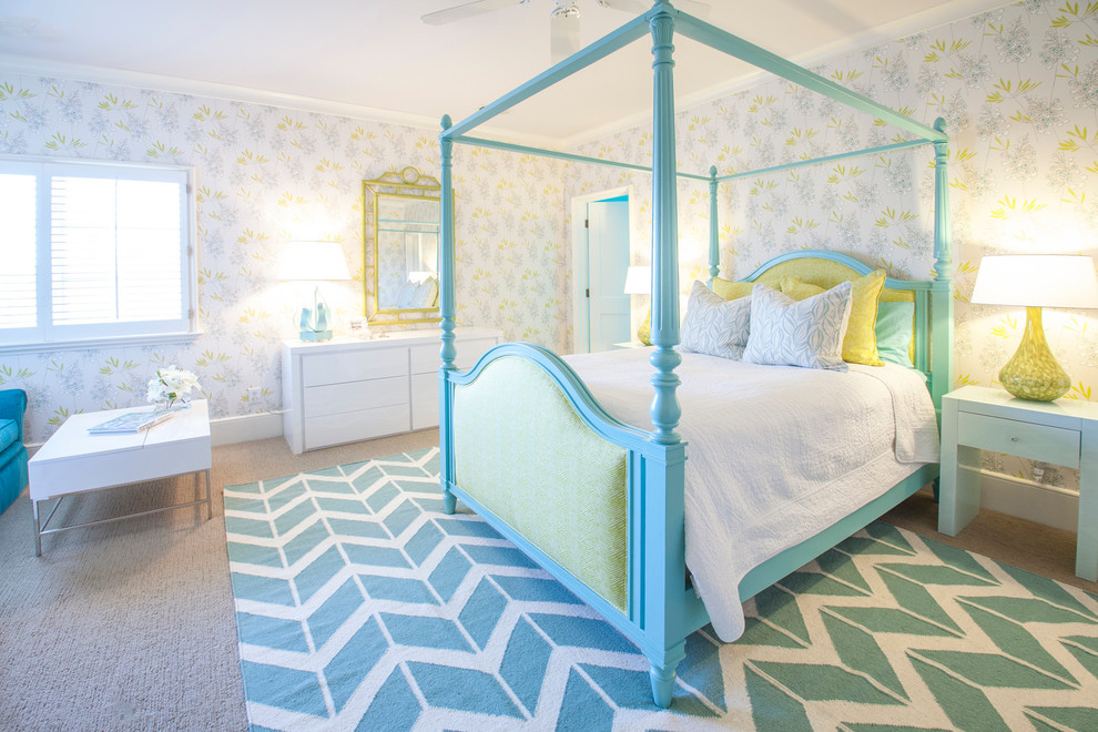 Photo of a kids' room for girls in Charlotte with carpet.
