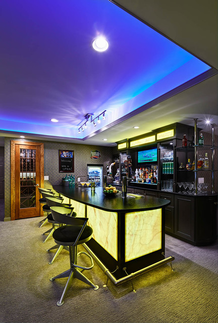 Residential Basement Remodel/ Bar and Gym - Contemporary - Basement ...