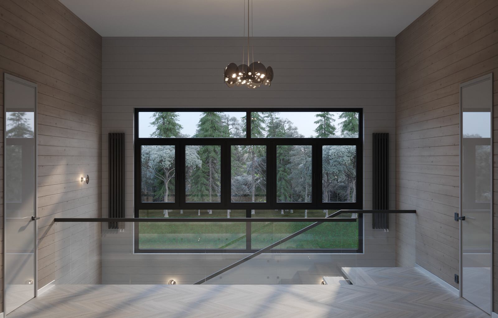 Лестничный холл в проекте загородного дома