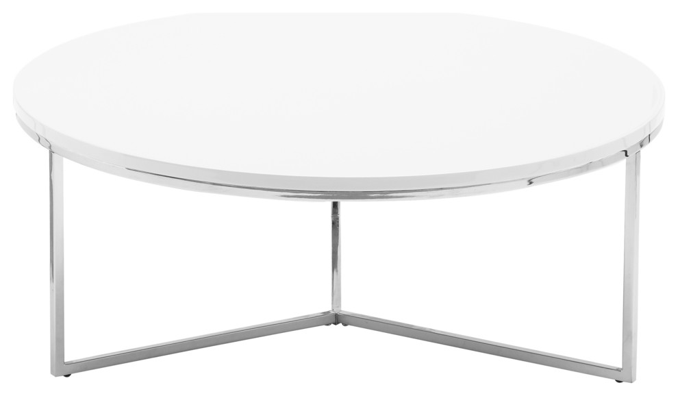 Rena White Lacquer Round Coffee Table