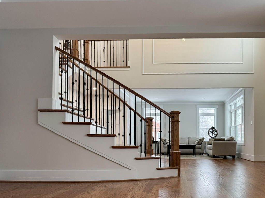 117_Distinct Oak Staircase with Iron Balusters & Oak Rail Profile, Chantilly VA