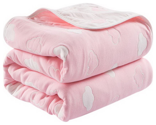 Six Layer Gauze Towel Cotton Blanket Autumn Childrens Baby Napping Blanket Pink Contemporary Kids Blankets Quilts By Blancho Bedding