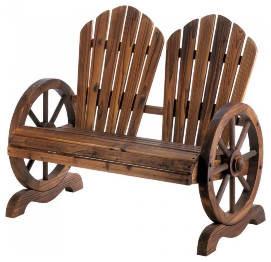 Wagon Wheel Couple Chair Farmhouse Outdoor Dining Chairs By