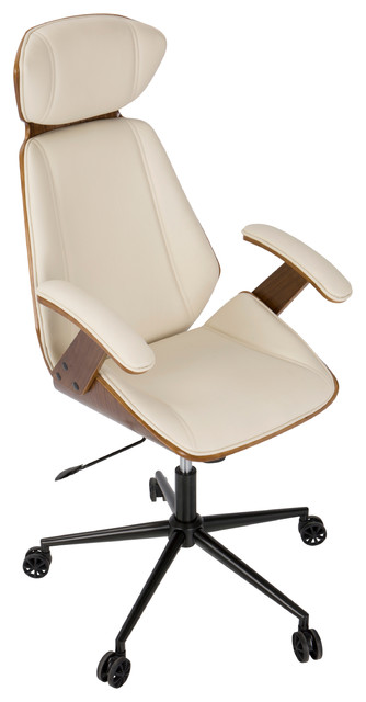 Lumisource Spectre Adjustable Office Chair Walnut Cream Faux Leather Contemporary Office Chairs By Gwg Outlet