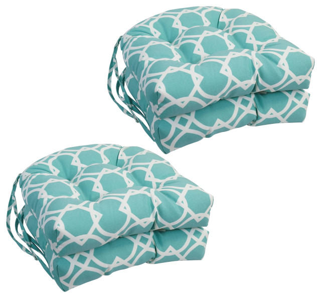 16 Spun Polyester Outdoor U Shaped Tufted Chair Cushions Set Of 4 Elipse Pool Contemporary