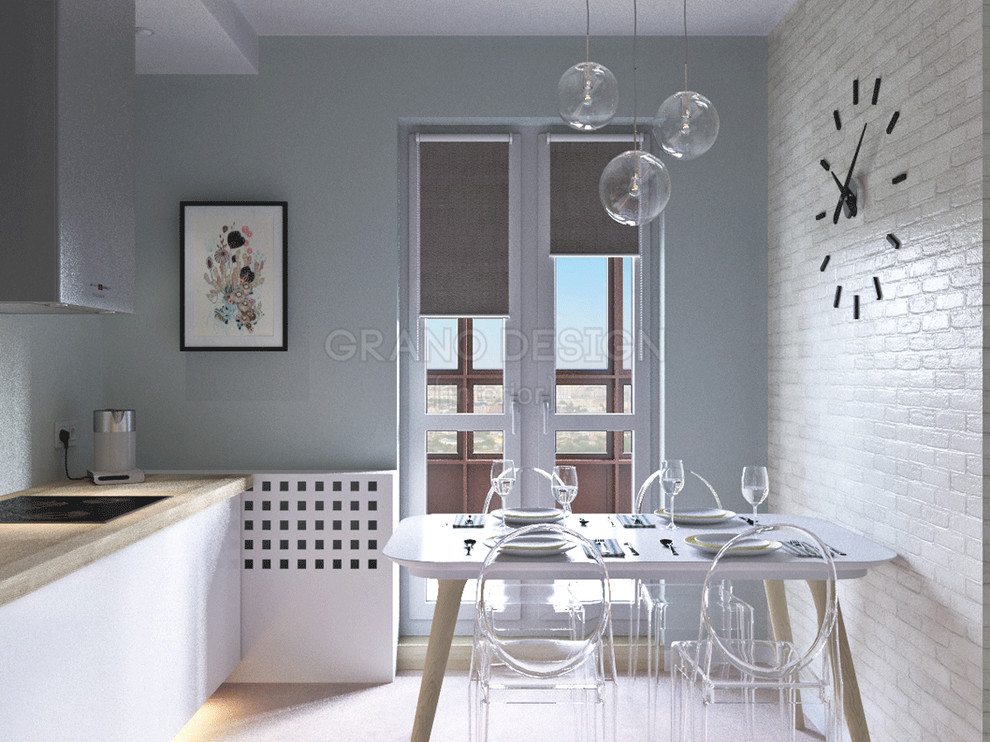 Кухня-гостиная в светлых тонах