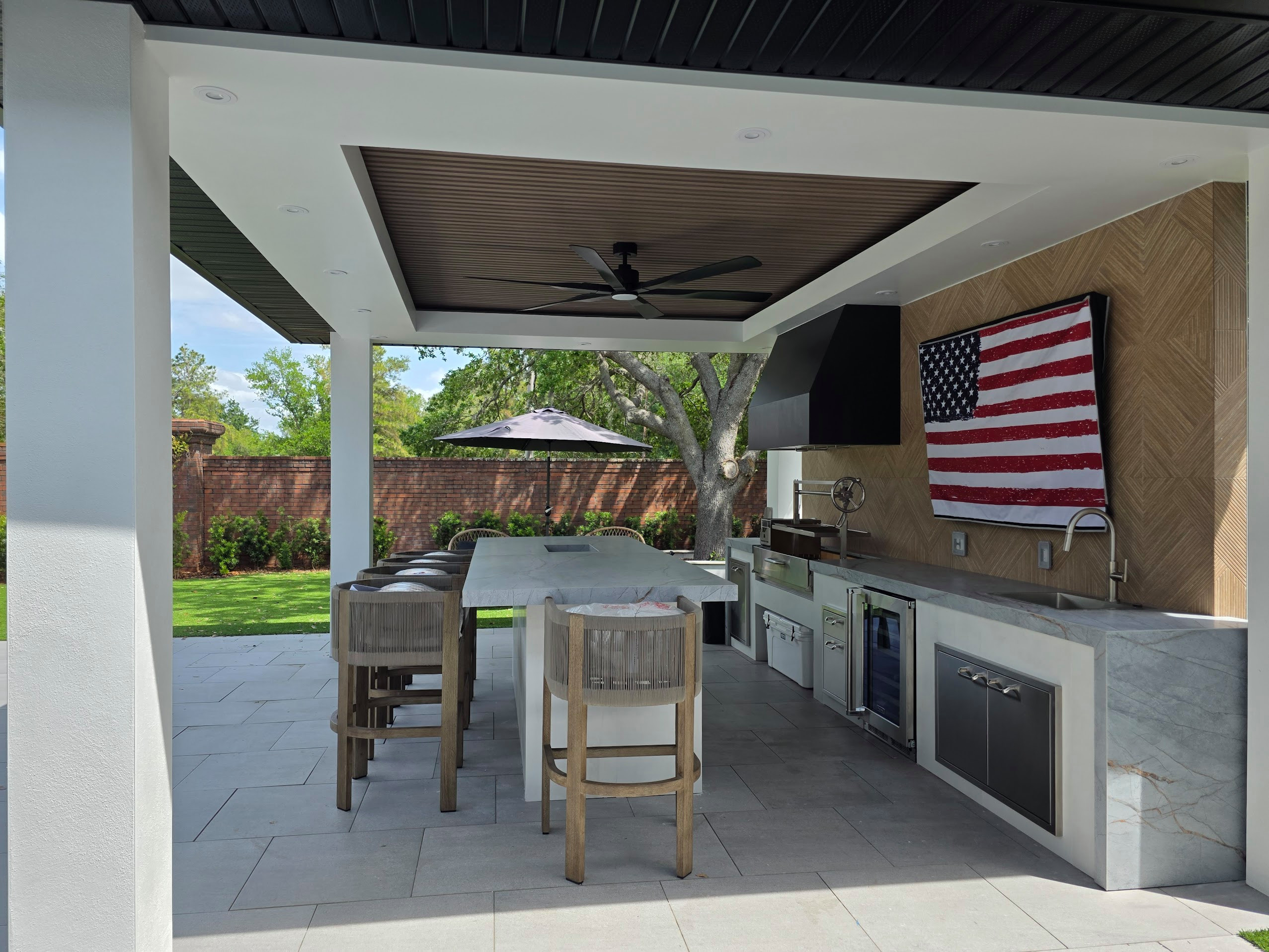 Pool Deck and Gazebo with Summer Kitchen