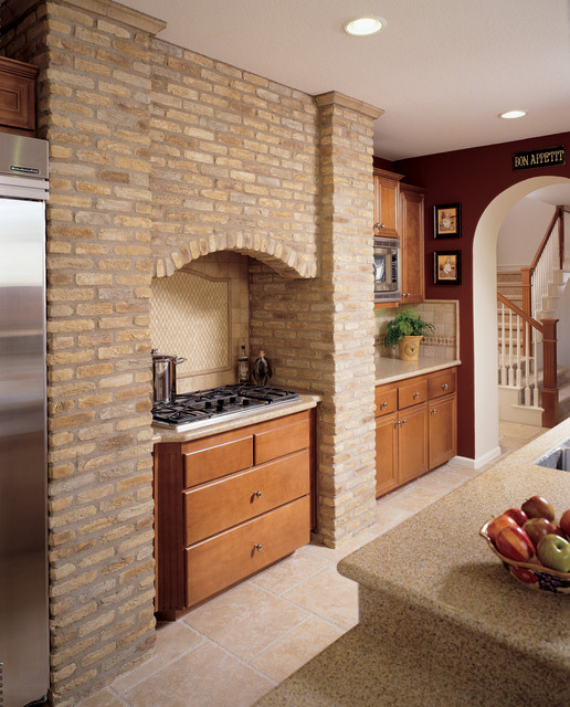 Brick Accent Wall Kitchen Rustic Kitchen San Diego By