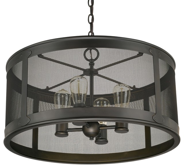 Dylan 4 Light Outdoor Pendant Damp Rated in Old Bronze Industrial