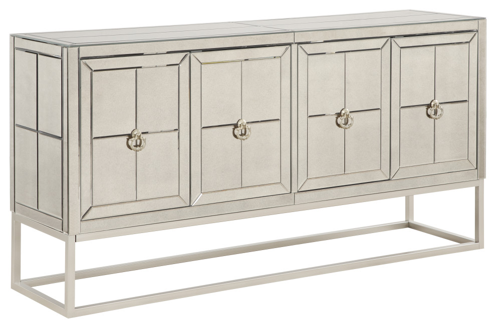 Giselle 4 Door Mirrored Storage Credenza/SideboardGold Powder Coated