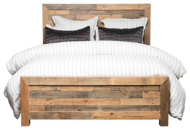 Kosas Norman Reclaimed Pine Queen Bed Natural Rustic Panel Beds Kosas Norman Reclaimed Pine Queen Bed Natural