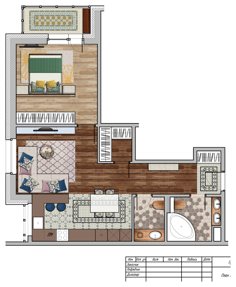 планировка двухкомнатной квартиры "ЖК ФИЛИГРАД"