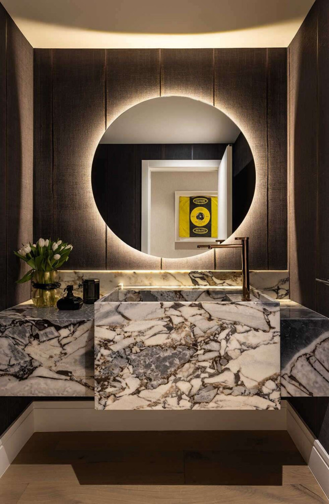 Statement Powder Room | Bal Harbour Condo Transformation - Contemporary ...