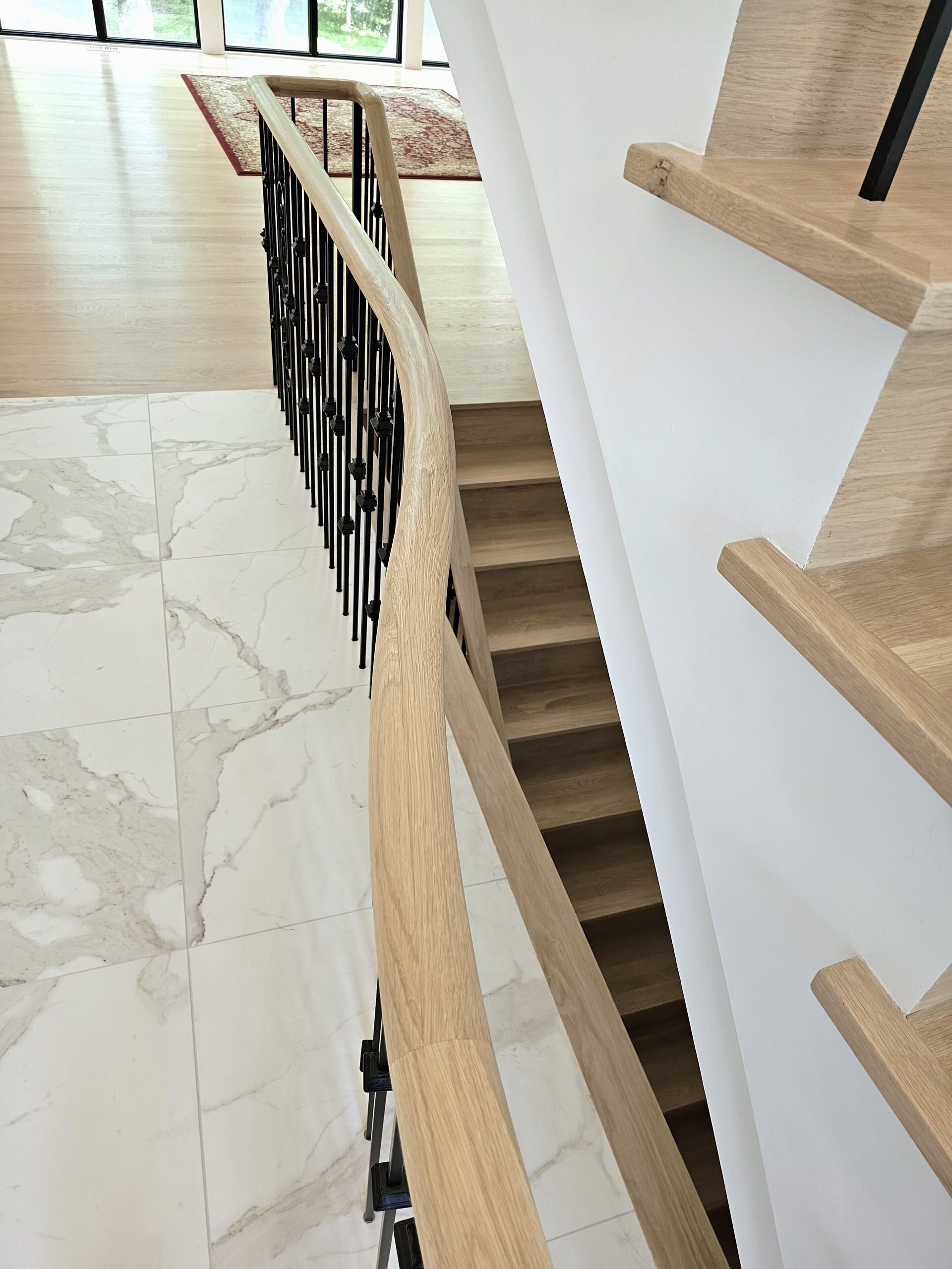 120_Luxurious White Oak Stair with Iron Balusters, Great Falls, 22066