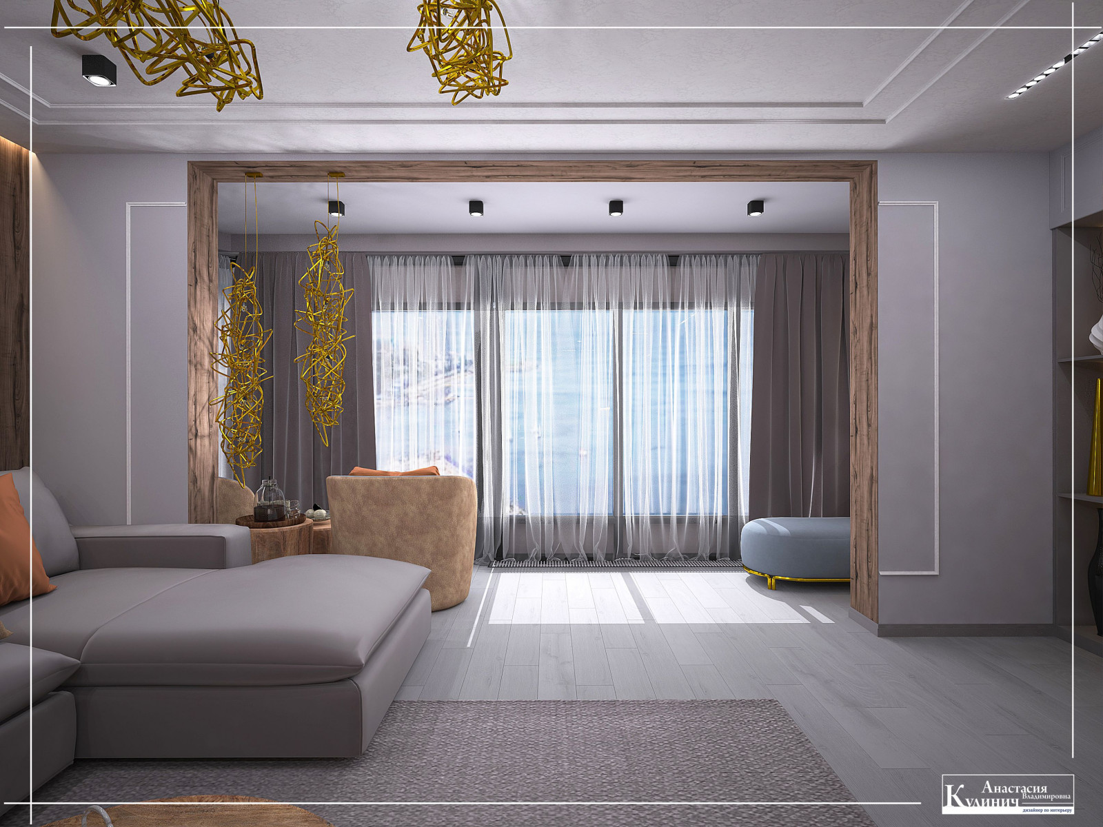 Большая гостиная с кухней. ЖК Аквамарин