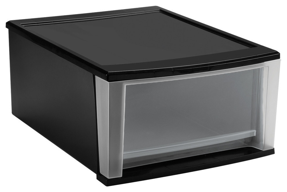 Stacking Clear Storage Drawers - Black - Contemporary - Storage Bins