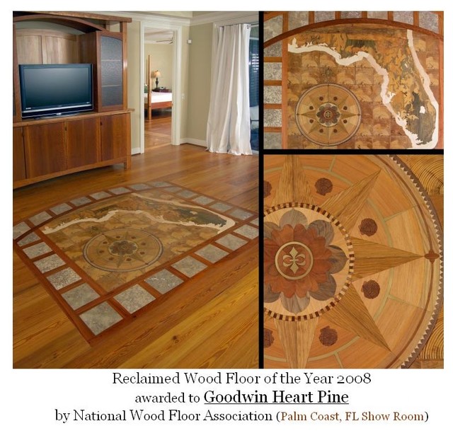 Decorative Hardwood Floor Inlay Traditional Living Room