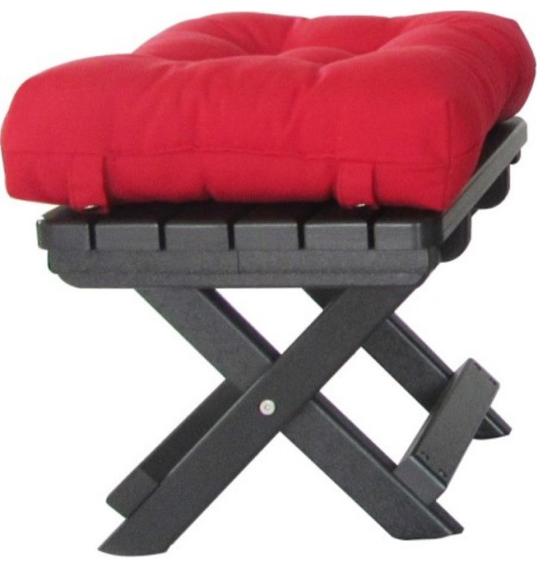 Folding Free Standing Footrest, Poly Lumber Black With Canvas Jockey