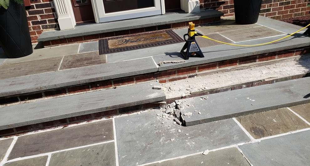 Need help on how to repair a flagstone step (pictures included)