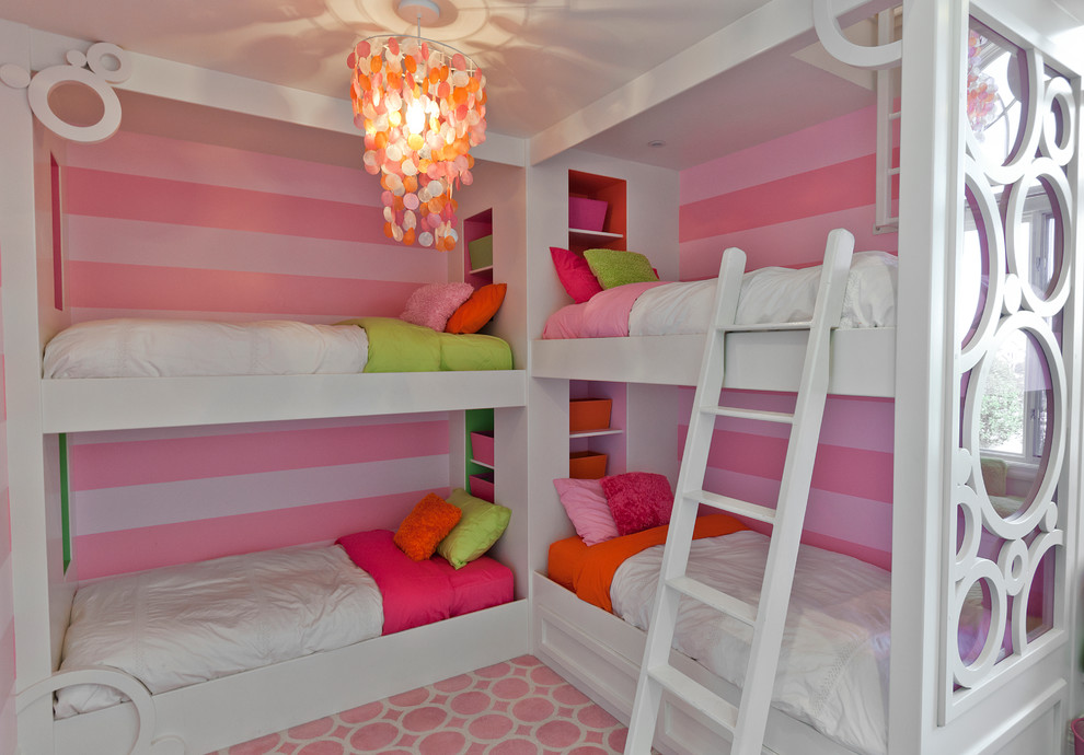 Riverton - Ewell - Inspiration for a large transitional girl dark wood floor and brown floor childrens' room remodel in Salt Lake City with white walls