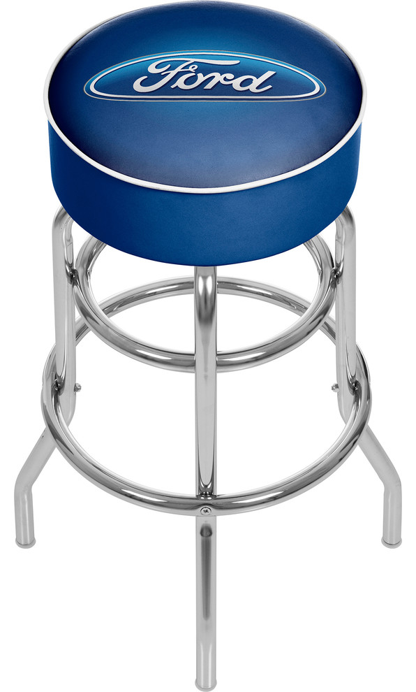 Ford Oval Padded Swivel Bar Stool Traditional Bar Stools And