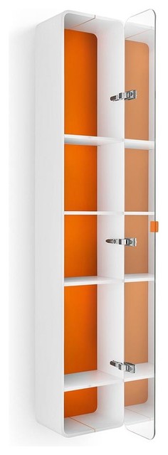 63.4 in. Bathroom Cabinet in White and Orange