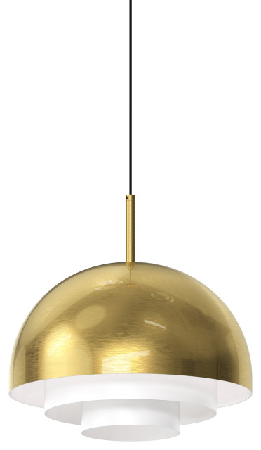 Modern Tiers Dome LED Pendant, Brass, 12"
