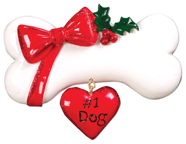 Personalizable Pets Ornament, Dog Bone With Bow
