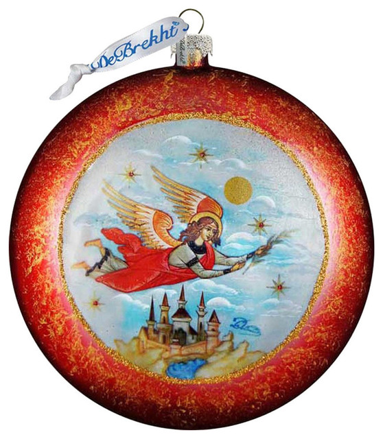 Hand Painted Limited Edition Guardian Angel Glass Scenic Ornament Traditional Christmas Ornaments By G Debrekht