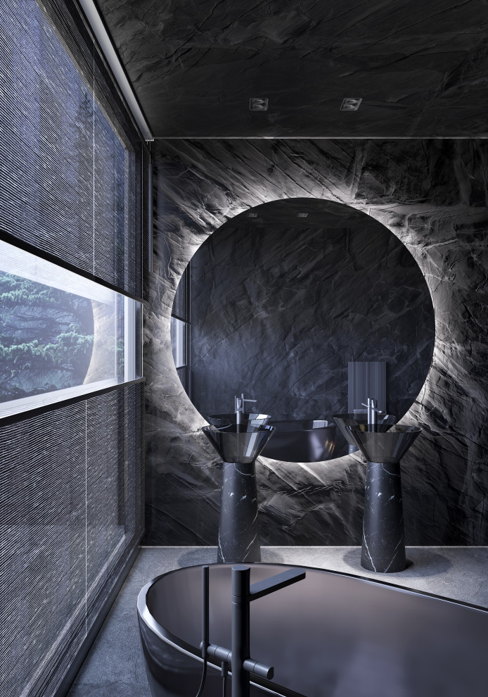 Ванная в черном цвете