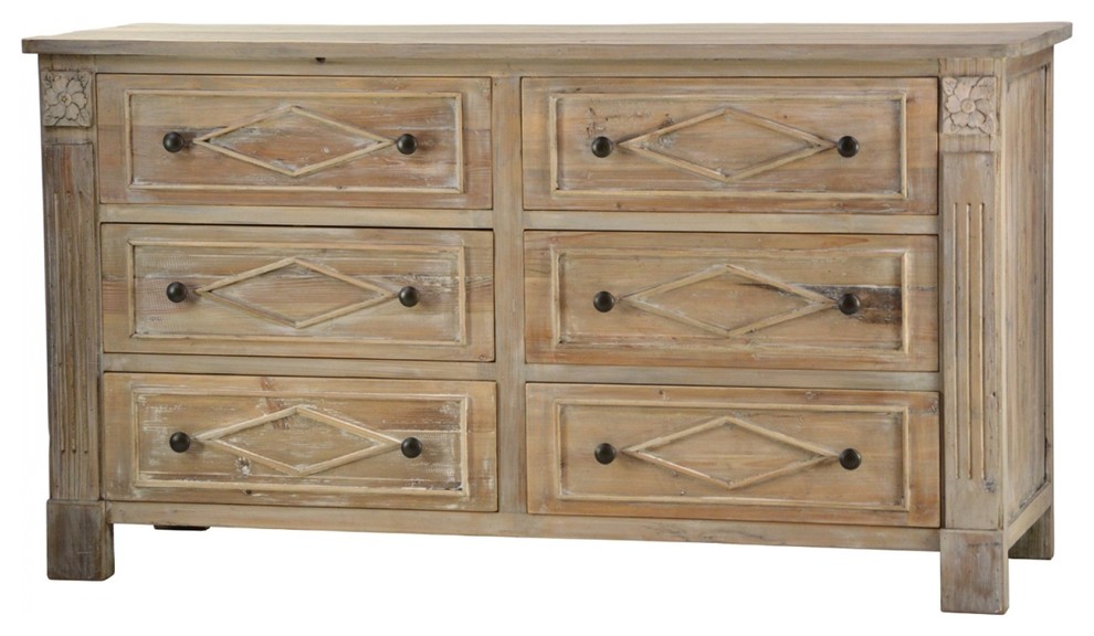 66 Nicola Dresser Reclaimed Old Pine Natural Finish Six Drawers