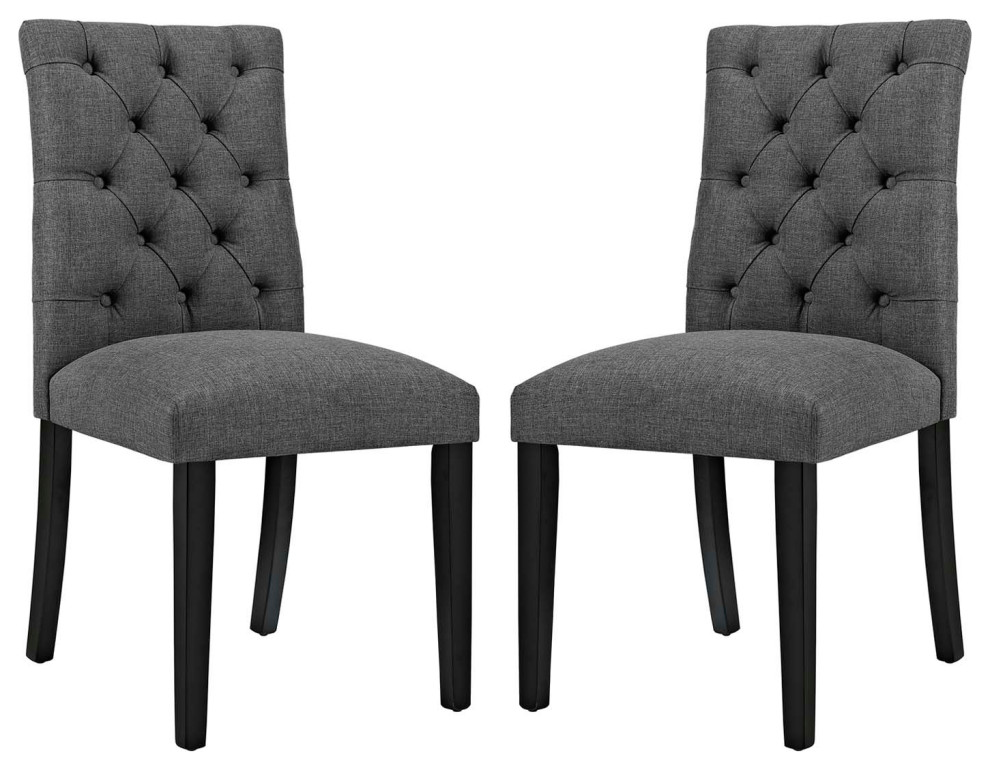 Gray Duchess Dining Chair Fabric Set of 2 Transitional Dining Chairs by Homesquare Houzz